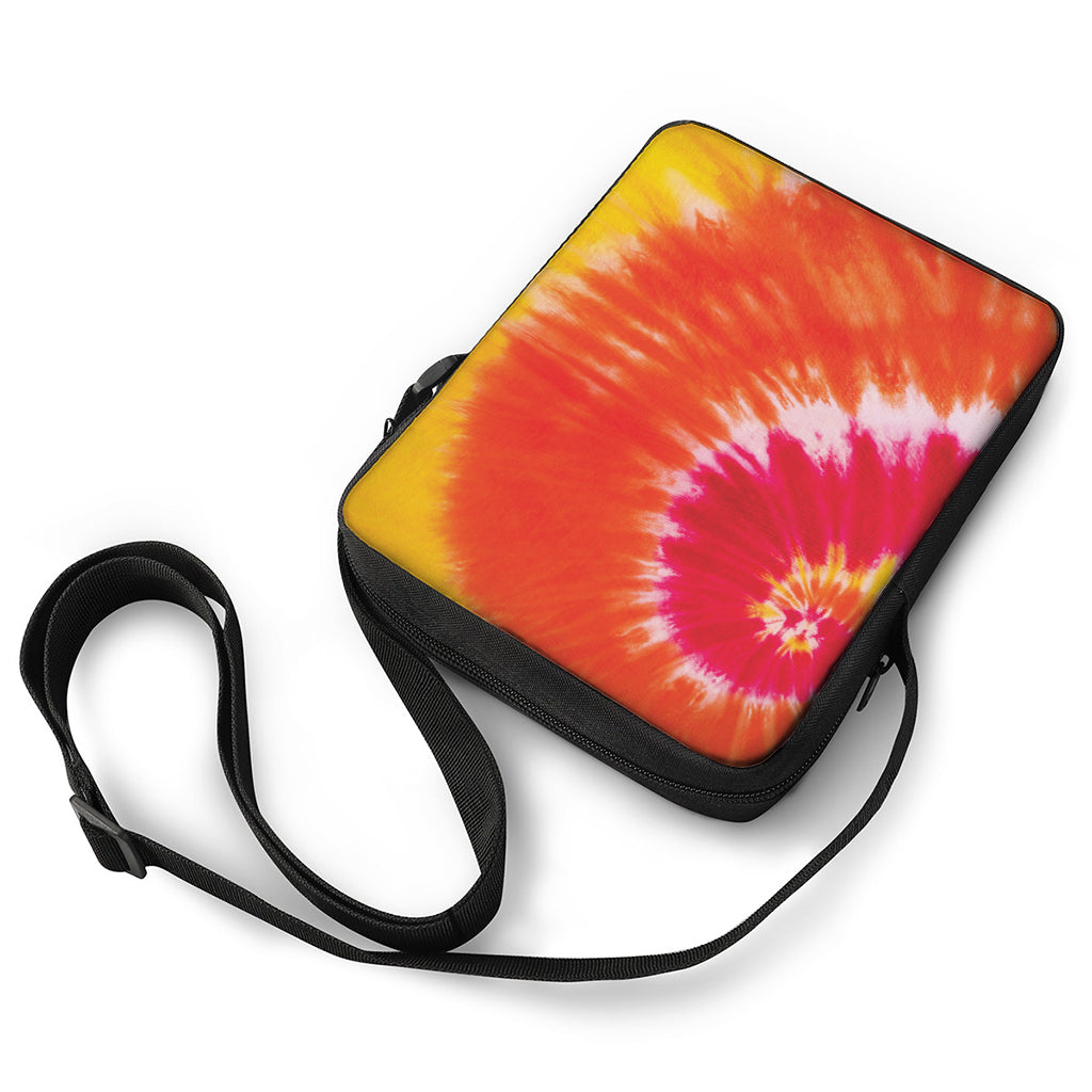 Red Yellow And Orange Tie Dye Print Rectangular Crossbody Bag