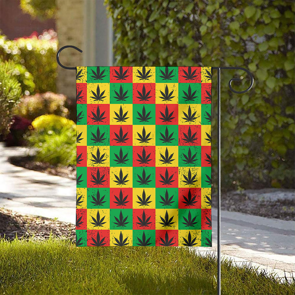 Reggae Marijuana Leaf Pattern Print House Flag