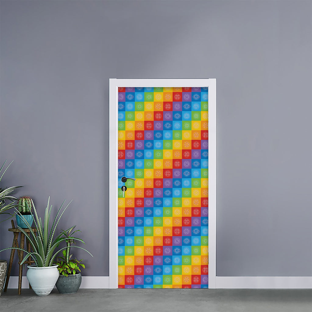 Reiki And The 7 Chakras Pattern Print Door Sticker