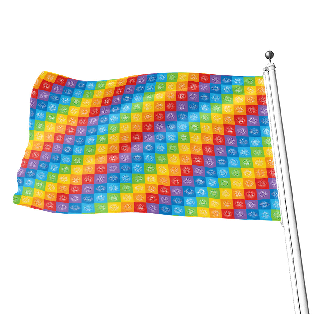Reiki And The 7 Chakras Pattern Print Flag
