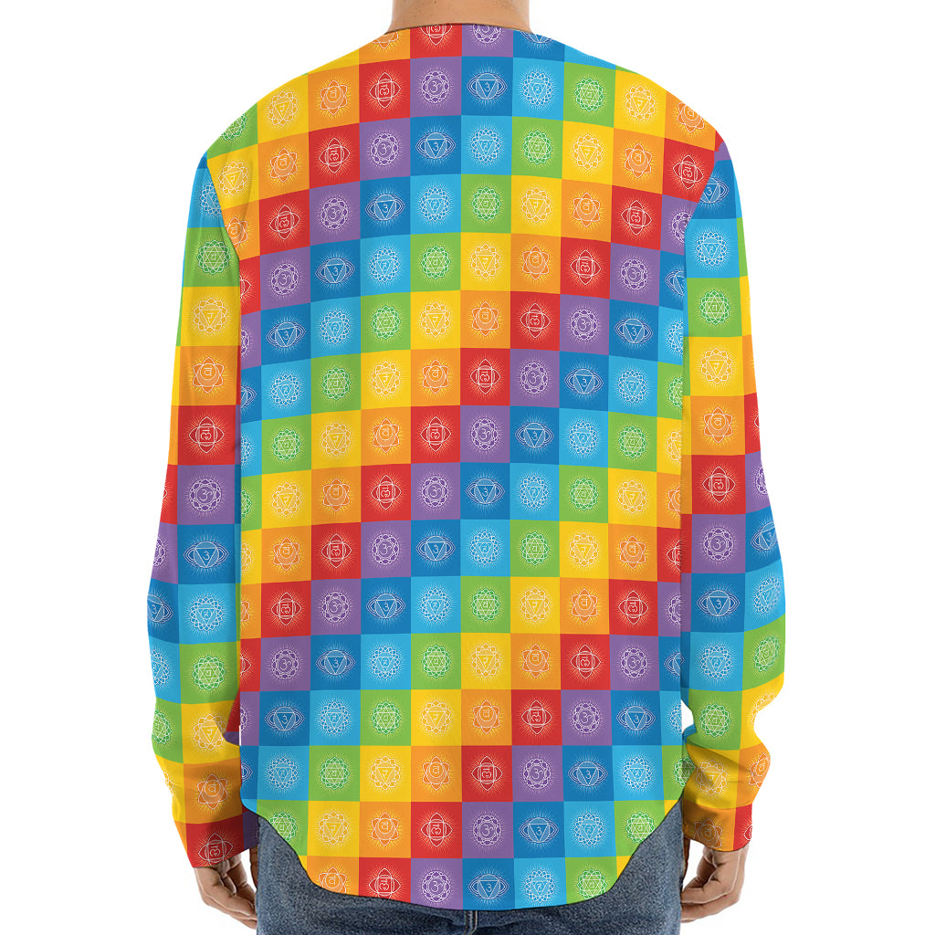 Reiki And The 7 Chakras Pattern Print Long Sleeve Baseball Jersey