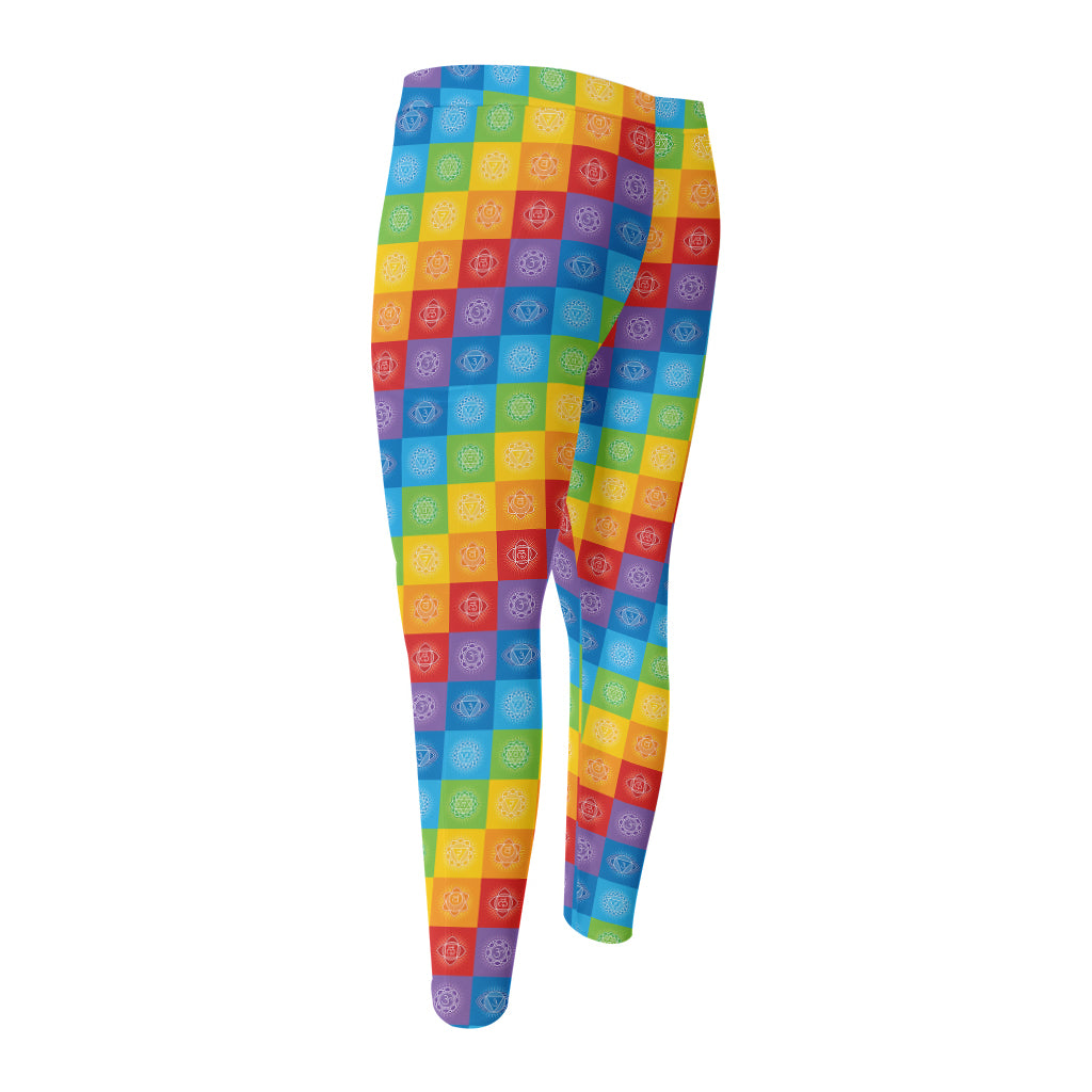 Reiki And The 7 Chakras Pattern Print Men's Compression Pants