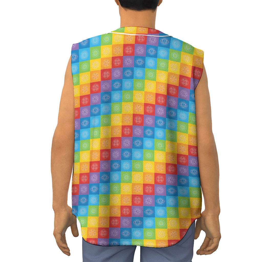 Reiki And The 7 Chakras Pattern Print Sleeveless Baseball Jersey