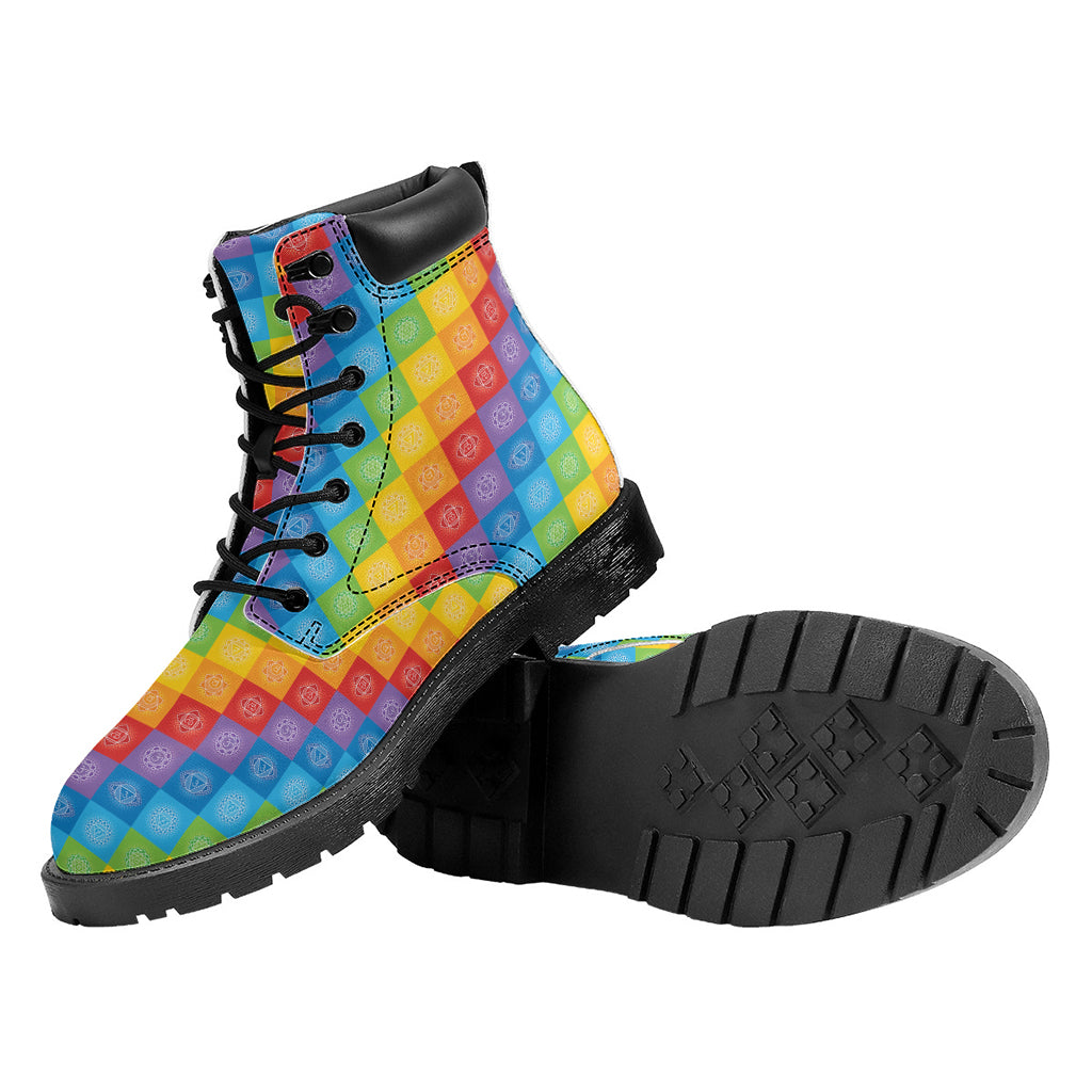 Reiki And The 7 Chakras Pattern Print Work Boots