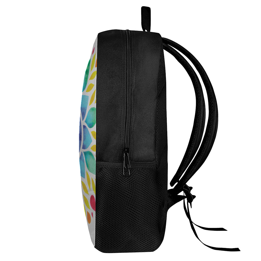 Reiki Chakra Flower Print 17 Inch Backpack