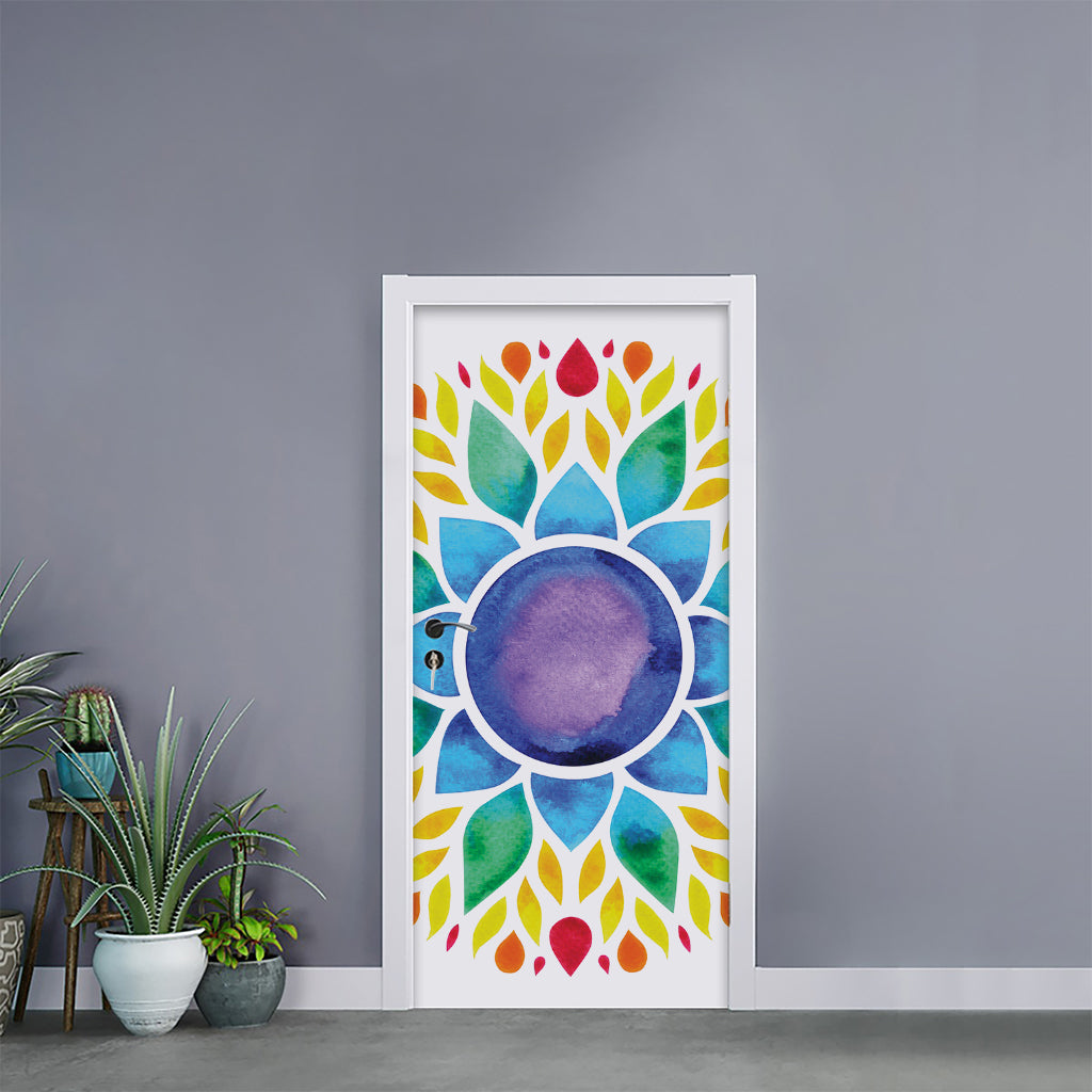 Reiki Chakra Flower Print Door Sticker
