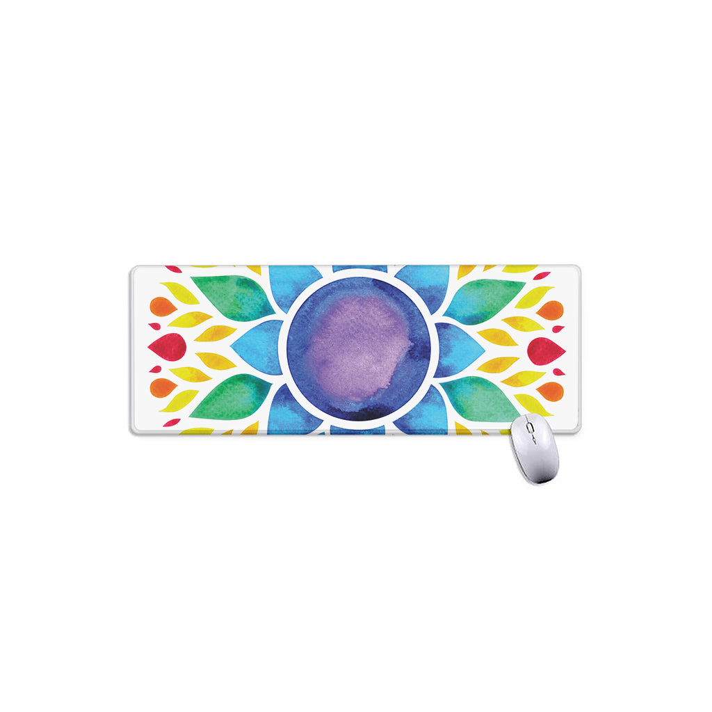 Reiki Chakra Flower Print Extended Mouse Pad