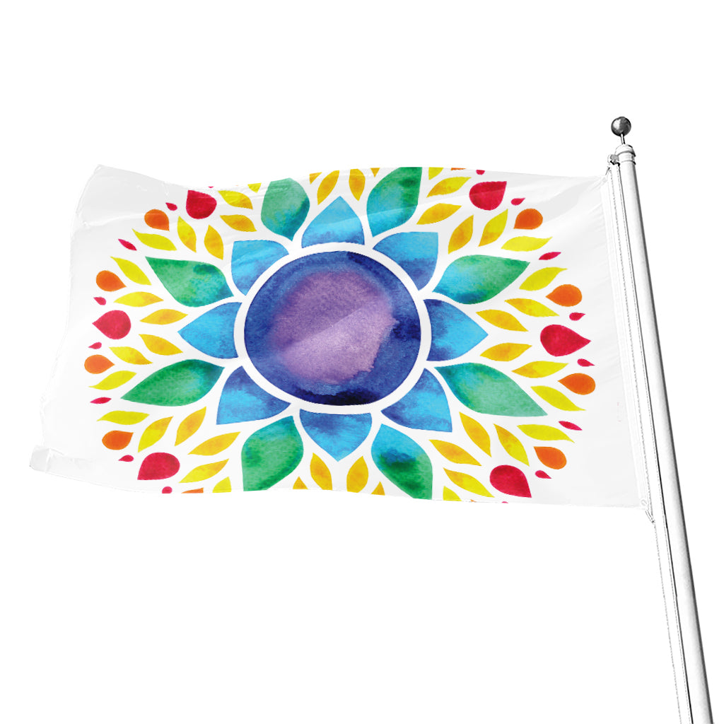 Reiki Chakra Flower Print Flag
