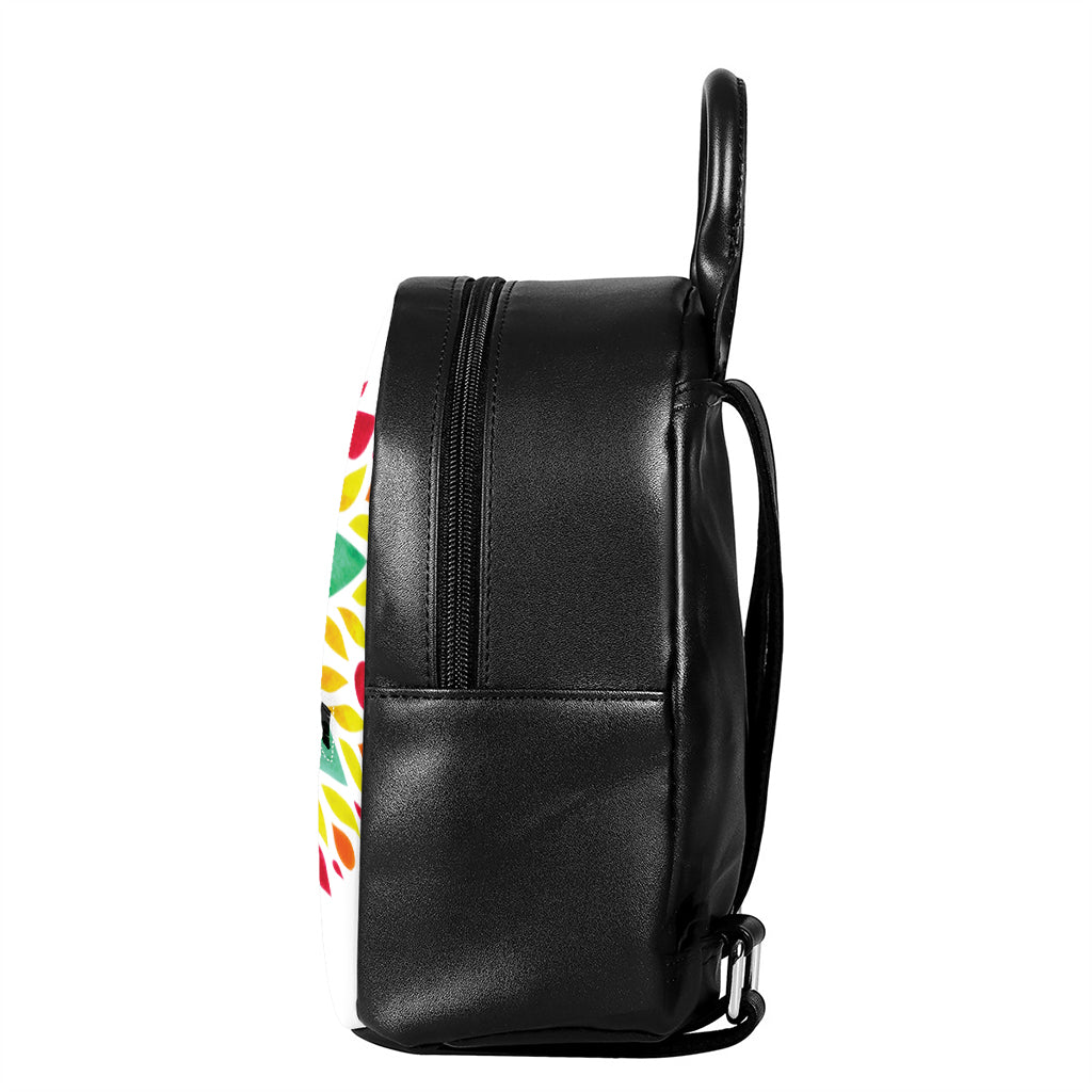 Reiki Chakra Flower Print Leather Backpack