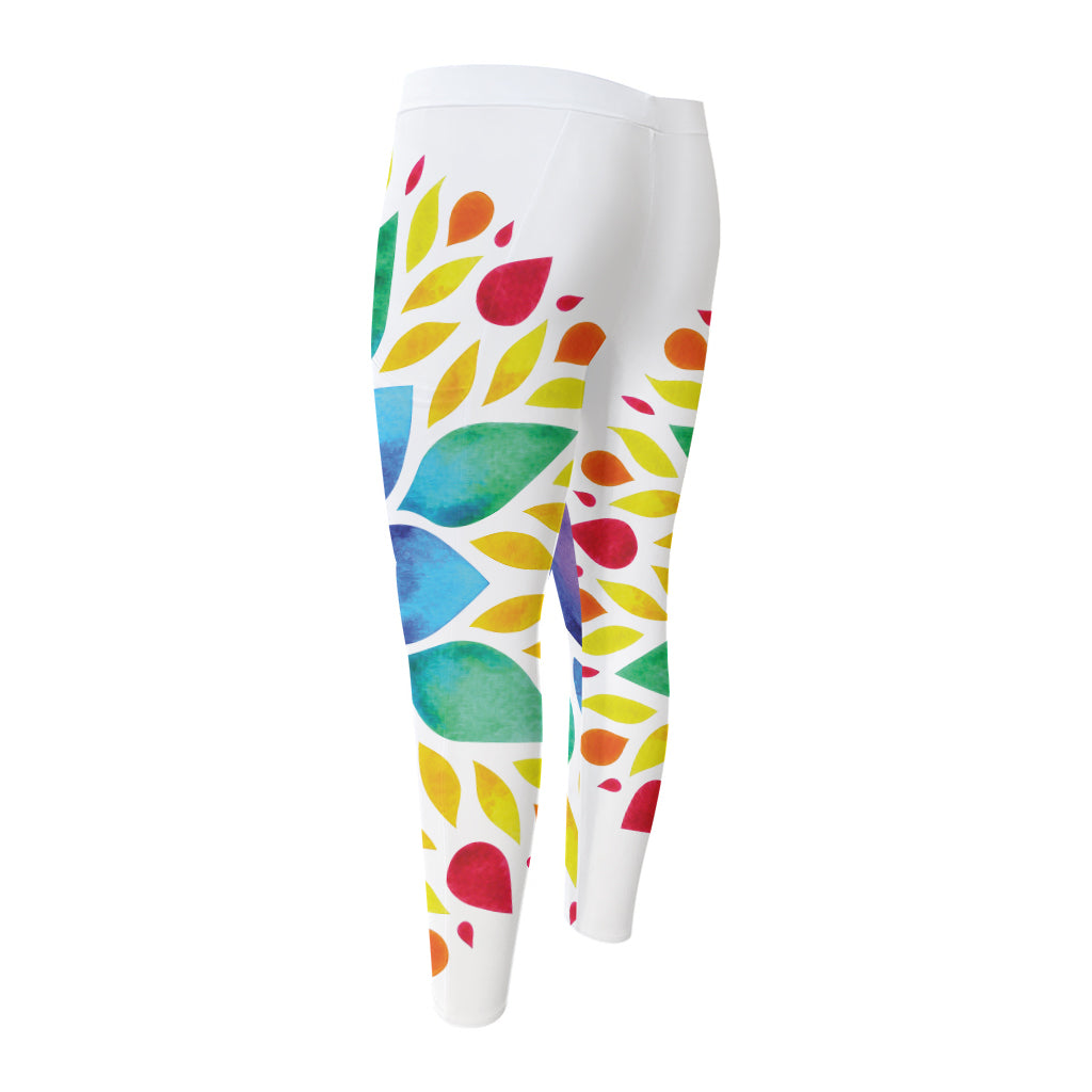 Reiki Chakra Flower Print Men's Compression Pants