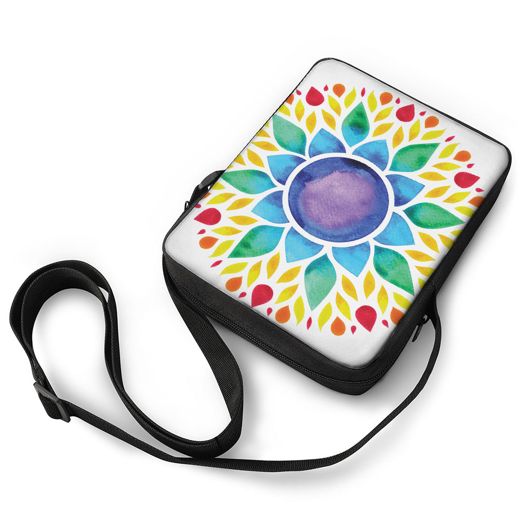 Reiki Chakra Flower Print Rectangular Crossbody Bag