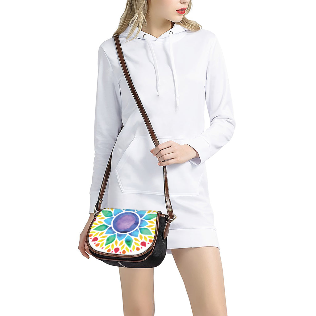 Reiki Chakra Flower Print Saddle Bag
