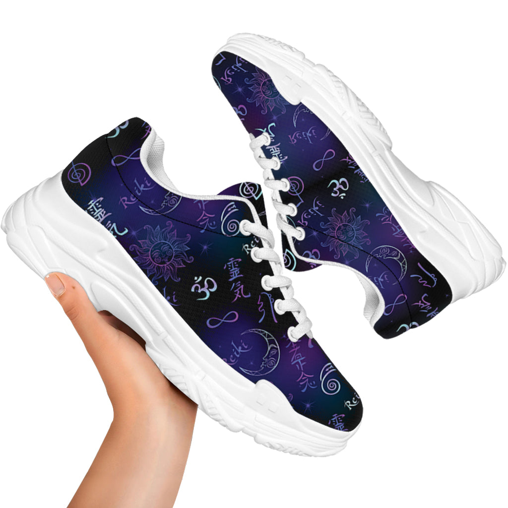 Reiki Energy Pattern Print White Chunky Shoes