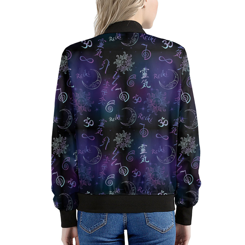Reiki Energy Pattern Print Women's Bomber Jacket
