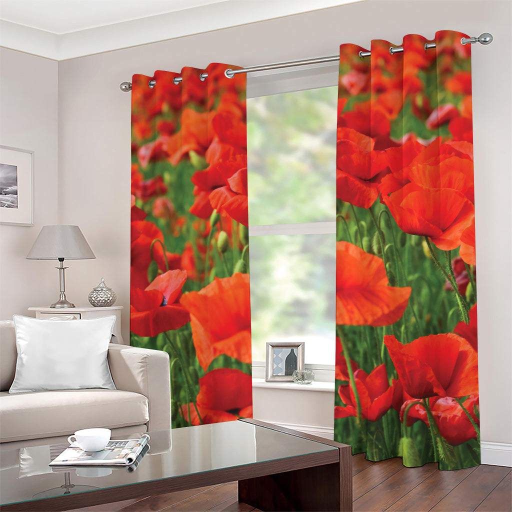 Remembrance Day Poppy Print Grommet Curtains