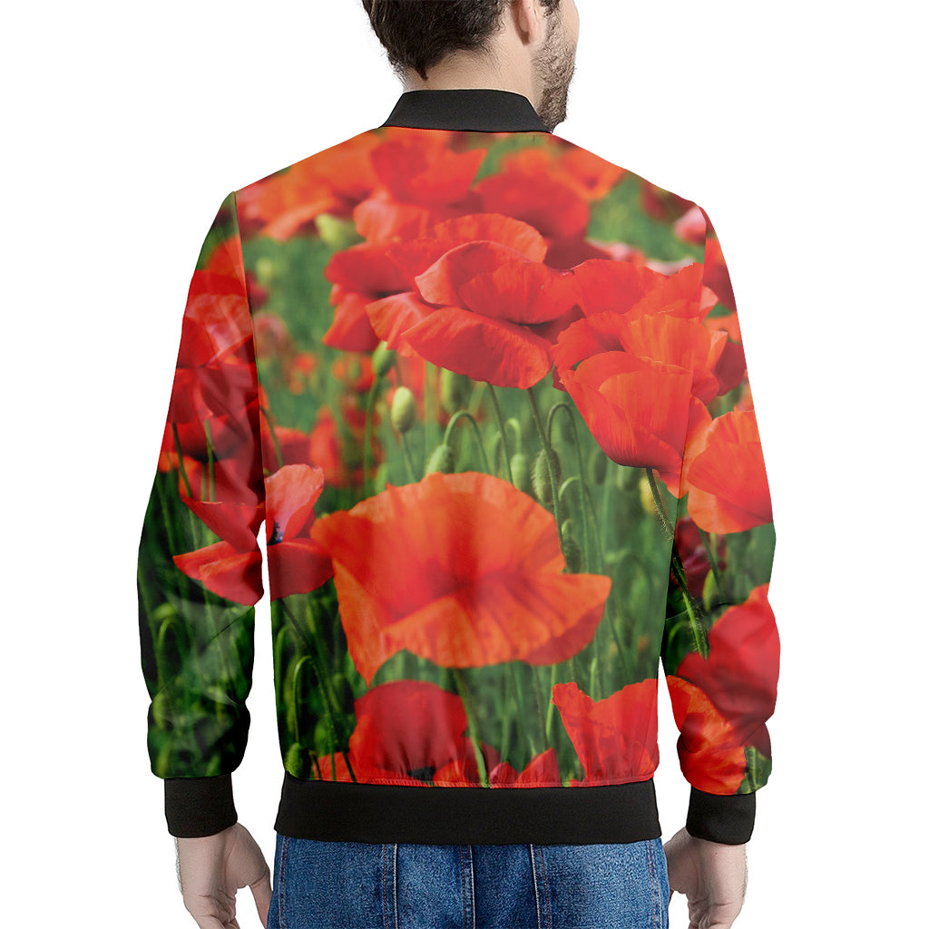 Remembrance Day Poppy Print Men's Bomber Jacket