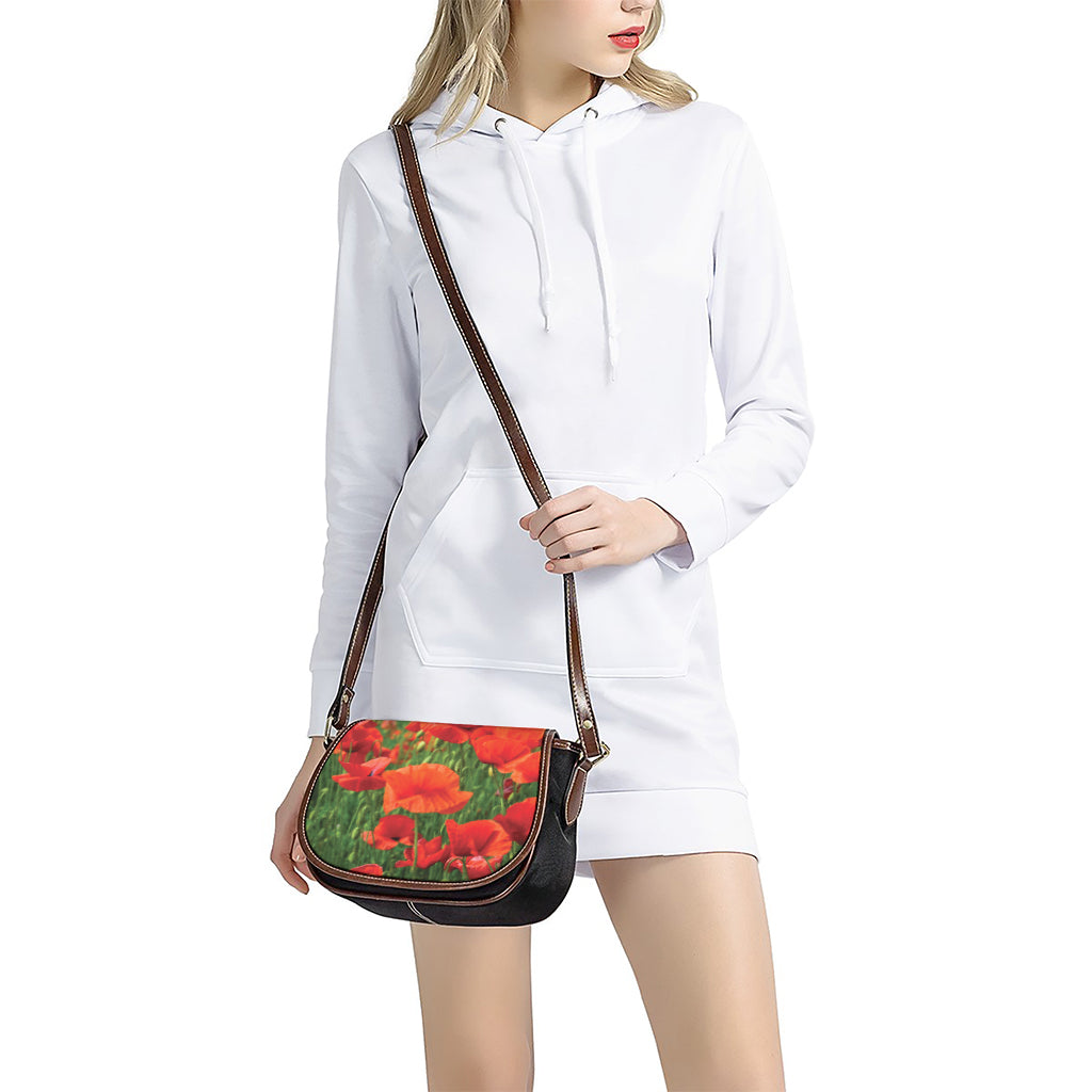 Remembrance Day Poppy Print Saddle Bag