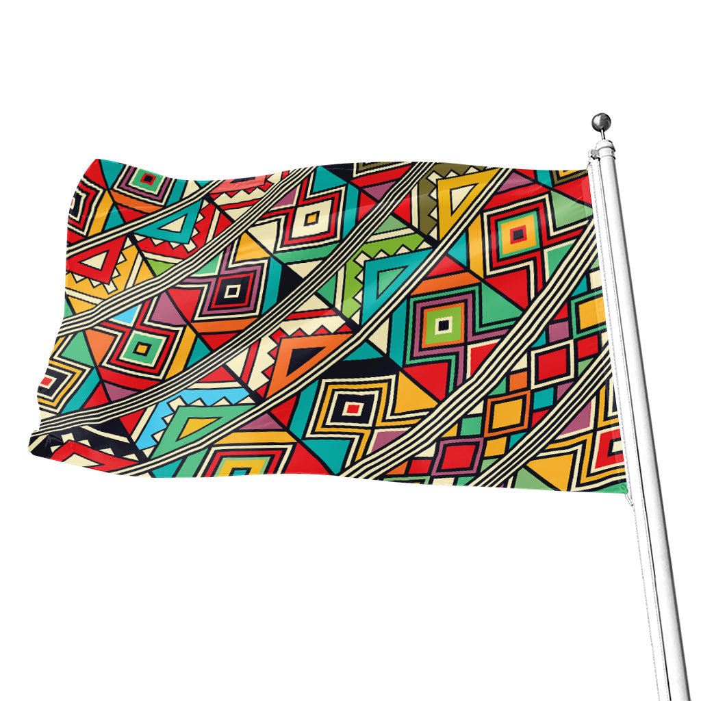 Retro African Ethnic Tribal Print Flag