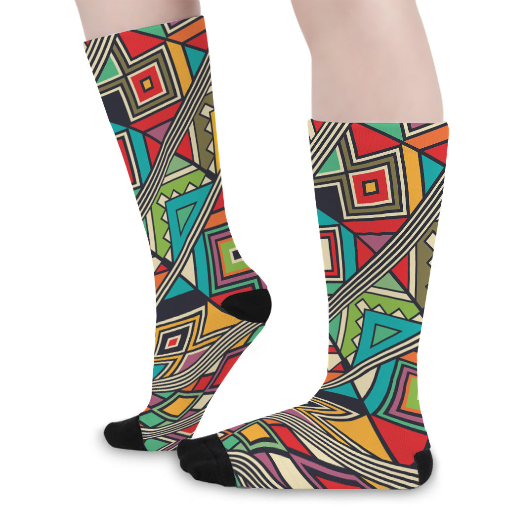 Retro African Ethnic Tribal Print Long Socks