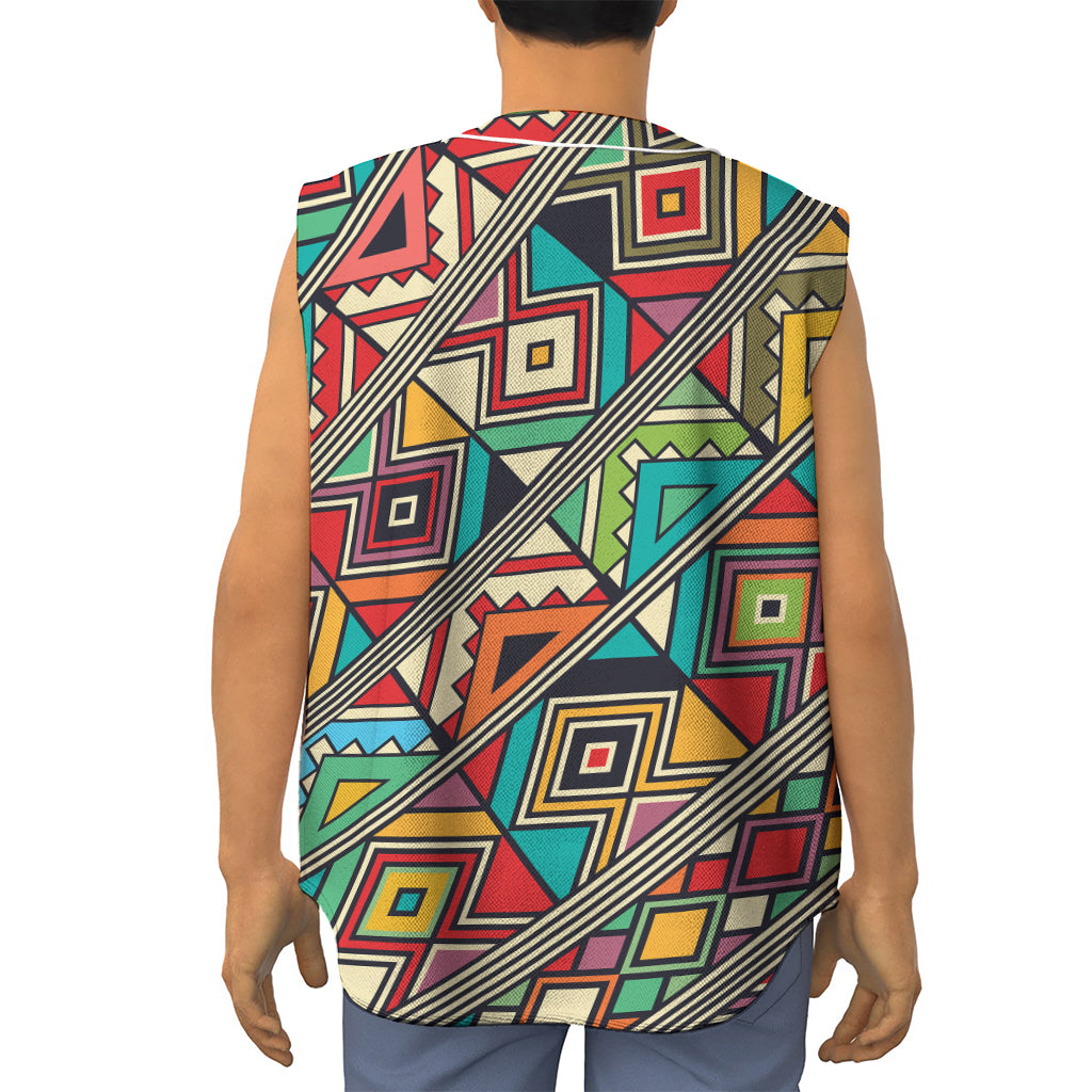 Retro African Ethnic Tribal Print Sleeveless Baseball Jersey