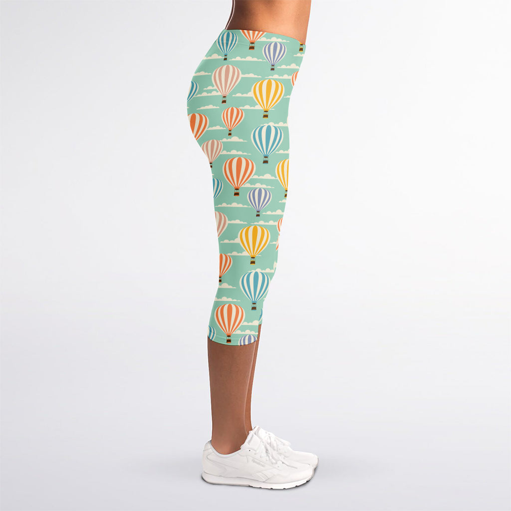Retro Air Balloon Pattern Print Women's Capri Leggings