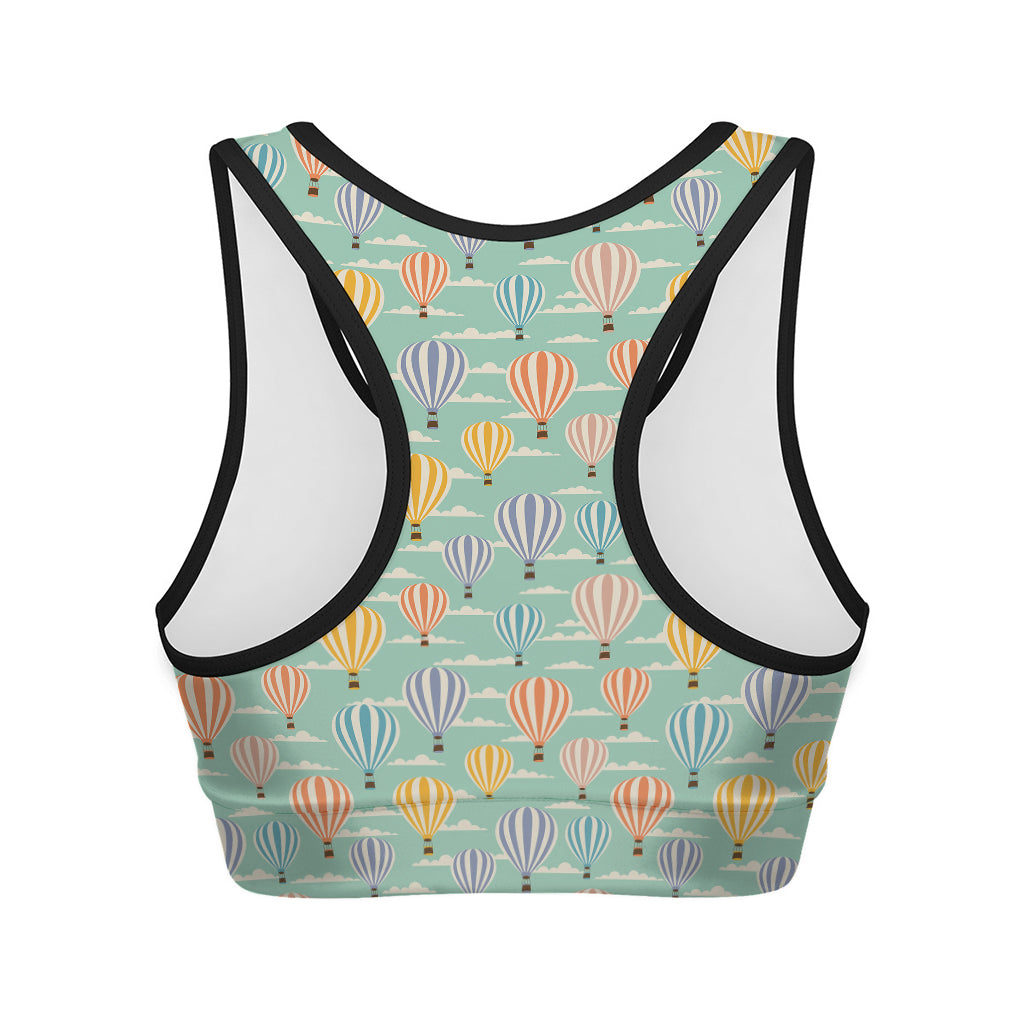 Retro Air Balloon Pattern Print Women's Sports Bra