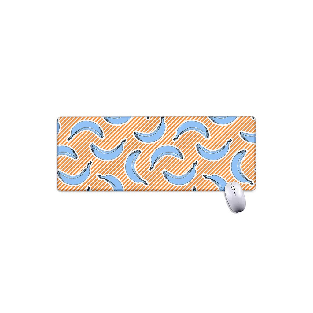 Retro Blue Banana Pattern Print Extended Mouse Pad