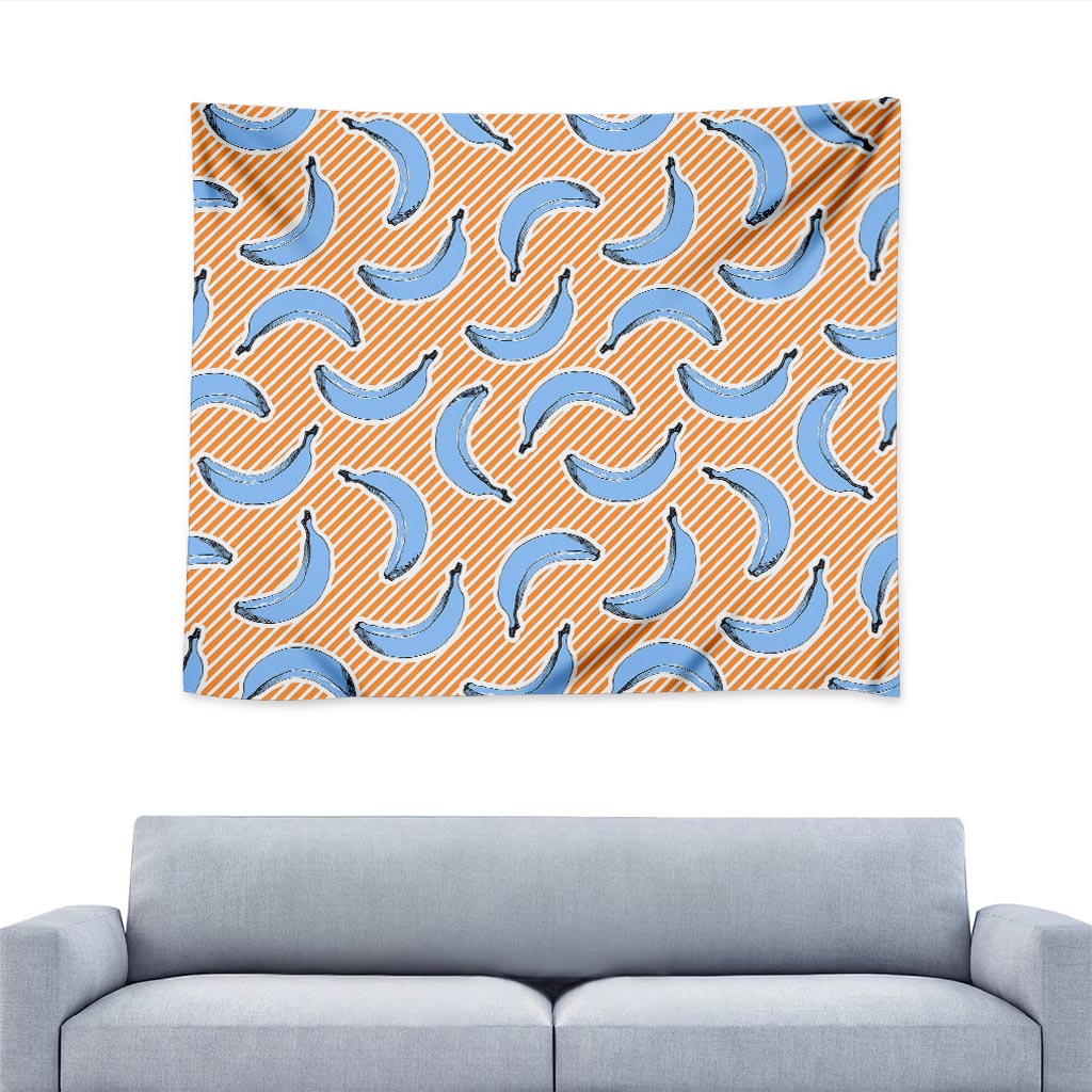 Retro Blue Banana Pattern Print Tapestry