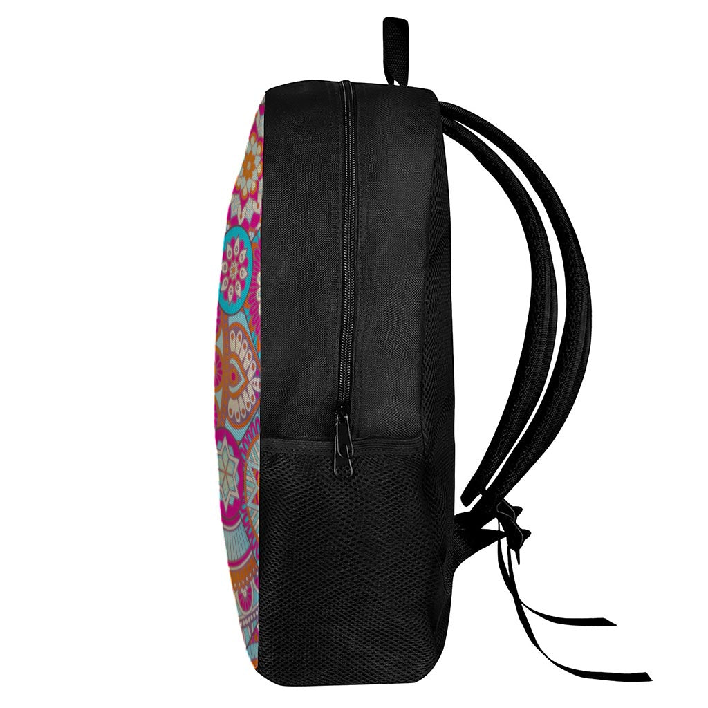 Retro Bohemian Mandala Pattern Print 17 Inch Backpack