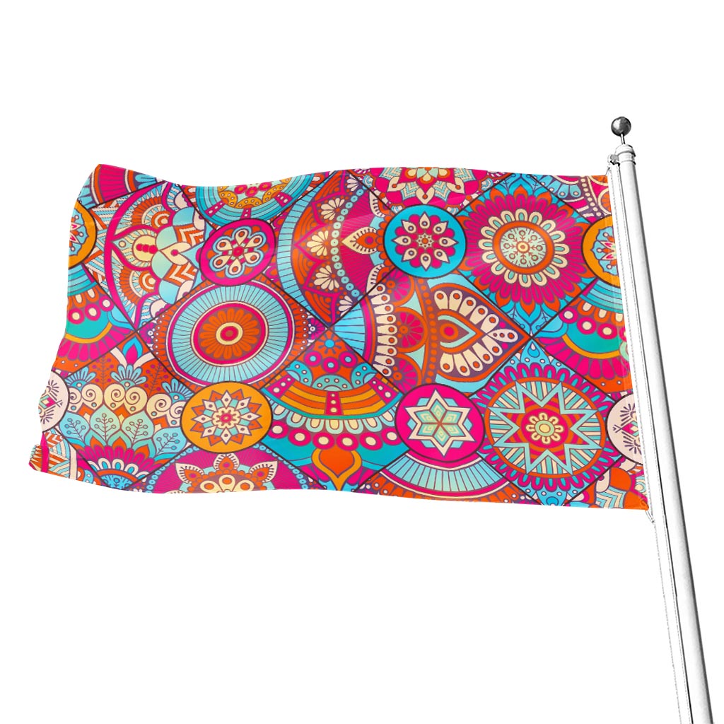 Retro Bohemian Mandala Pattern Print Flag