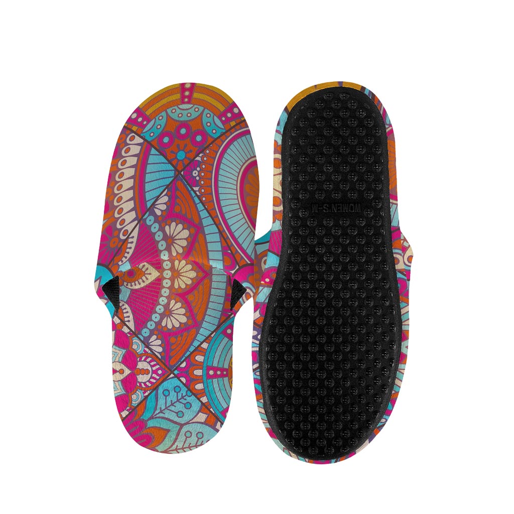 Retro Bohemian Mandala Pattern Print Slippers