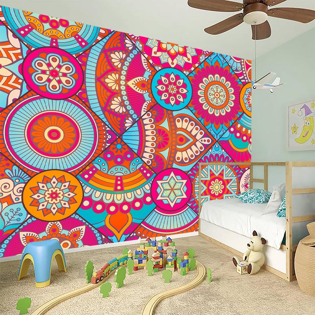 Retro Bohemian Mandala Pattern Print Wall Sticker