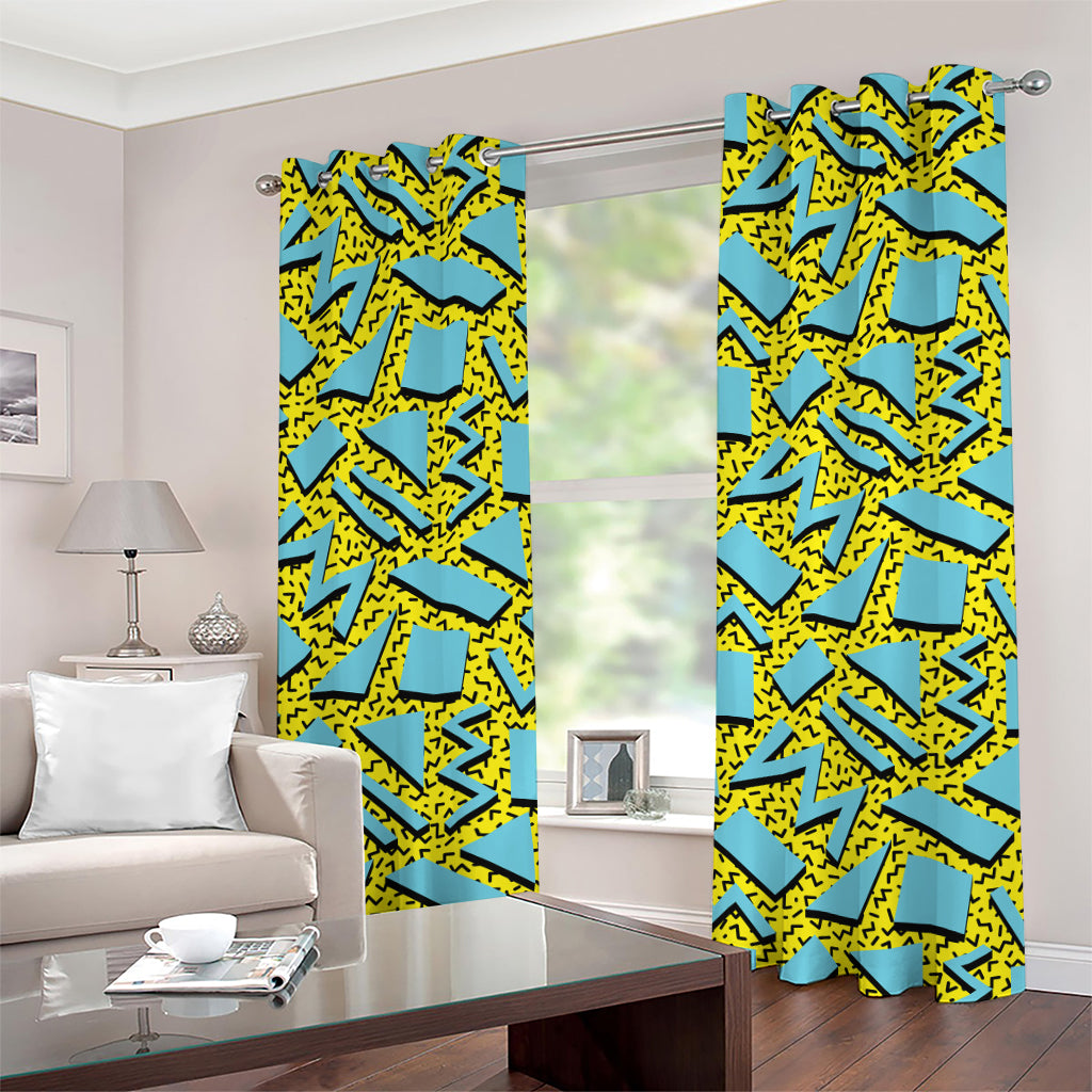 Retro Funky Pattern Print Grommet Curtains