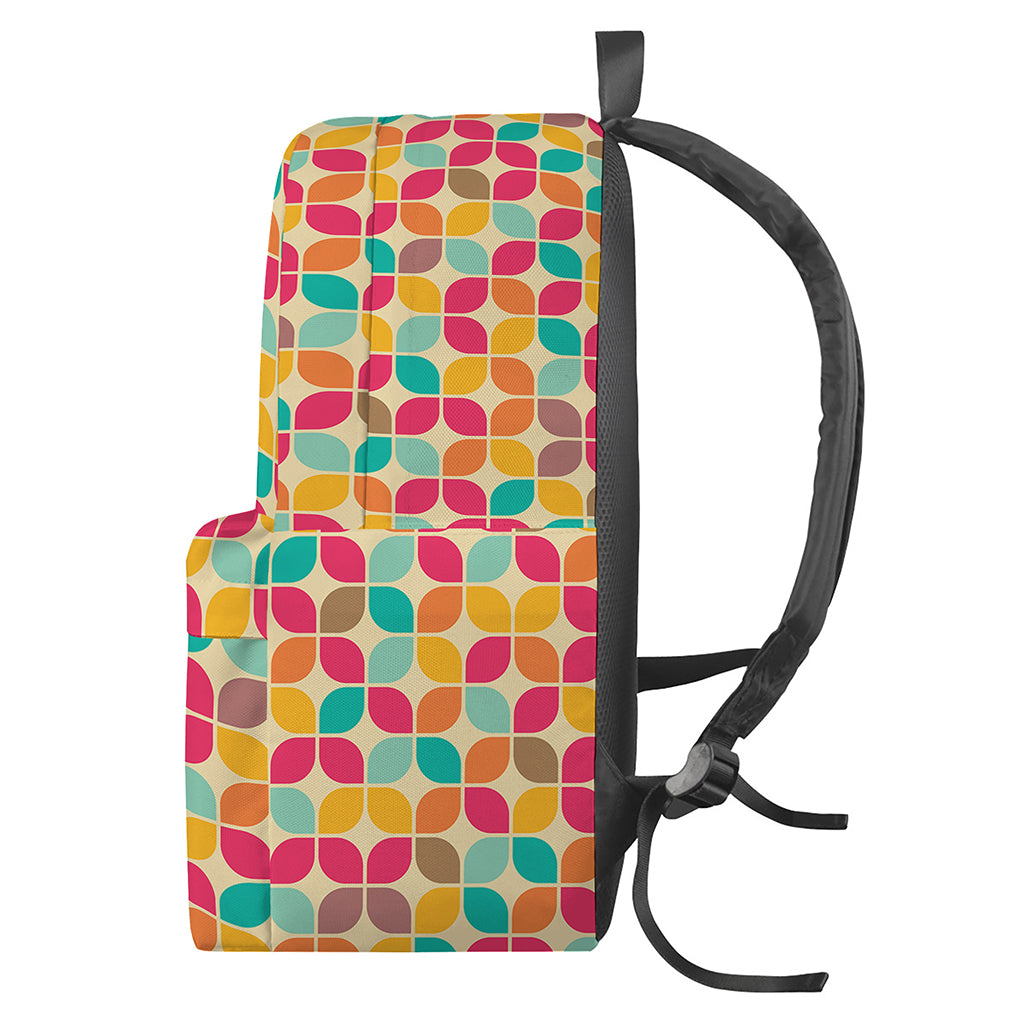 Retro Geometric Rounded Square Print Backpack