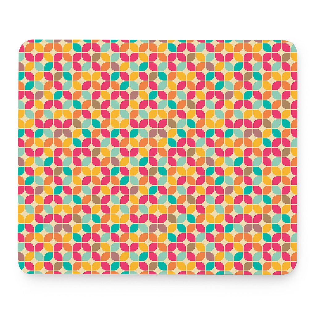 Retro Geometric Rounded Square Print Mouse Pad