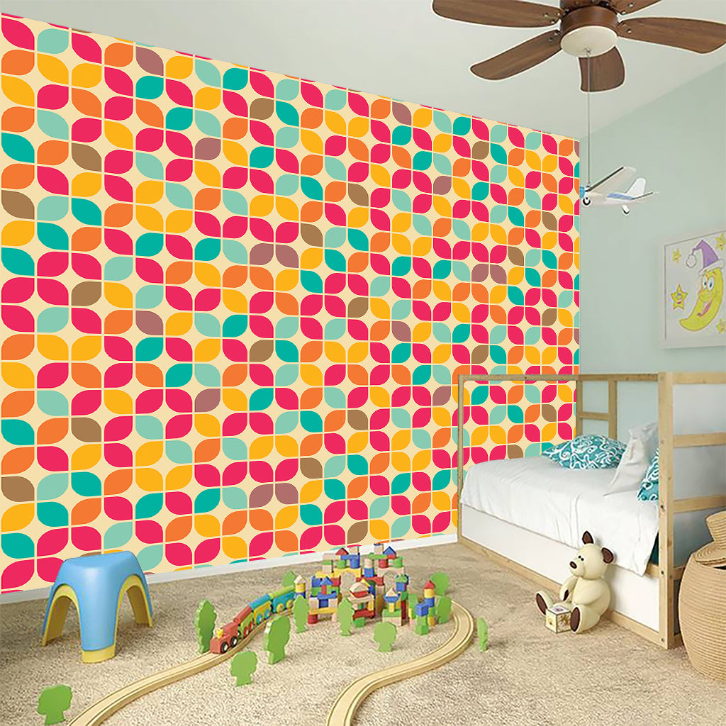 Retro Geometric Rounded Square Print Wall Sticker