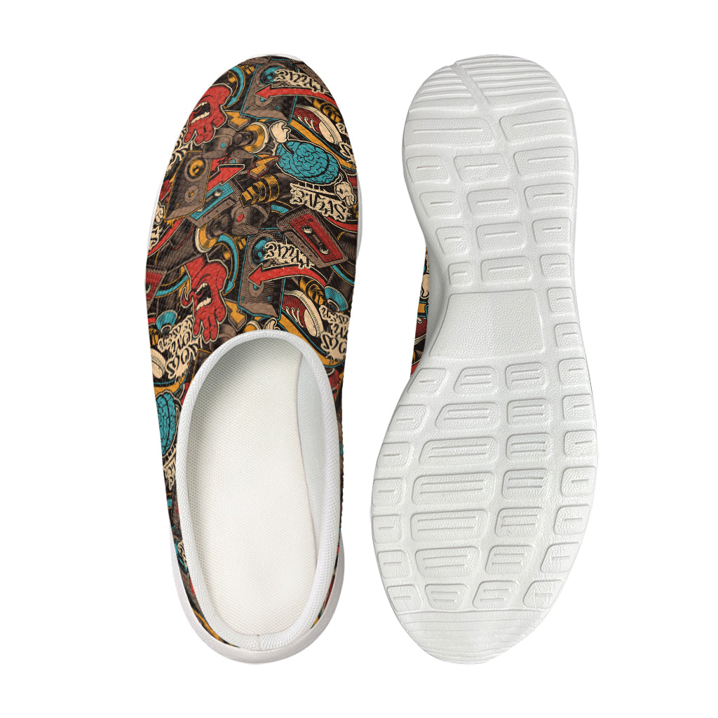 Retro Graffiti Pattern Print Mesh Casual Shoes