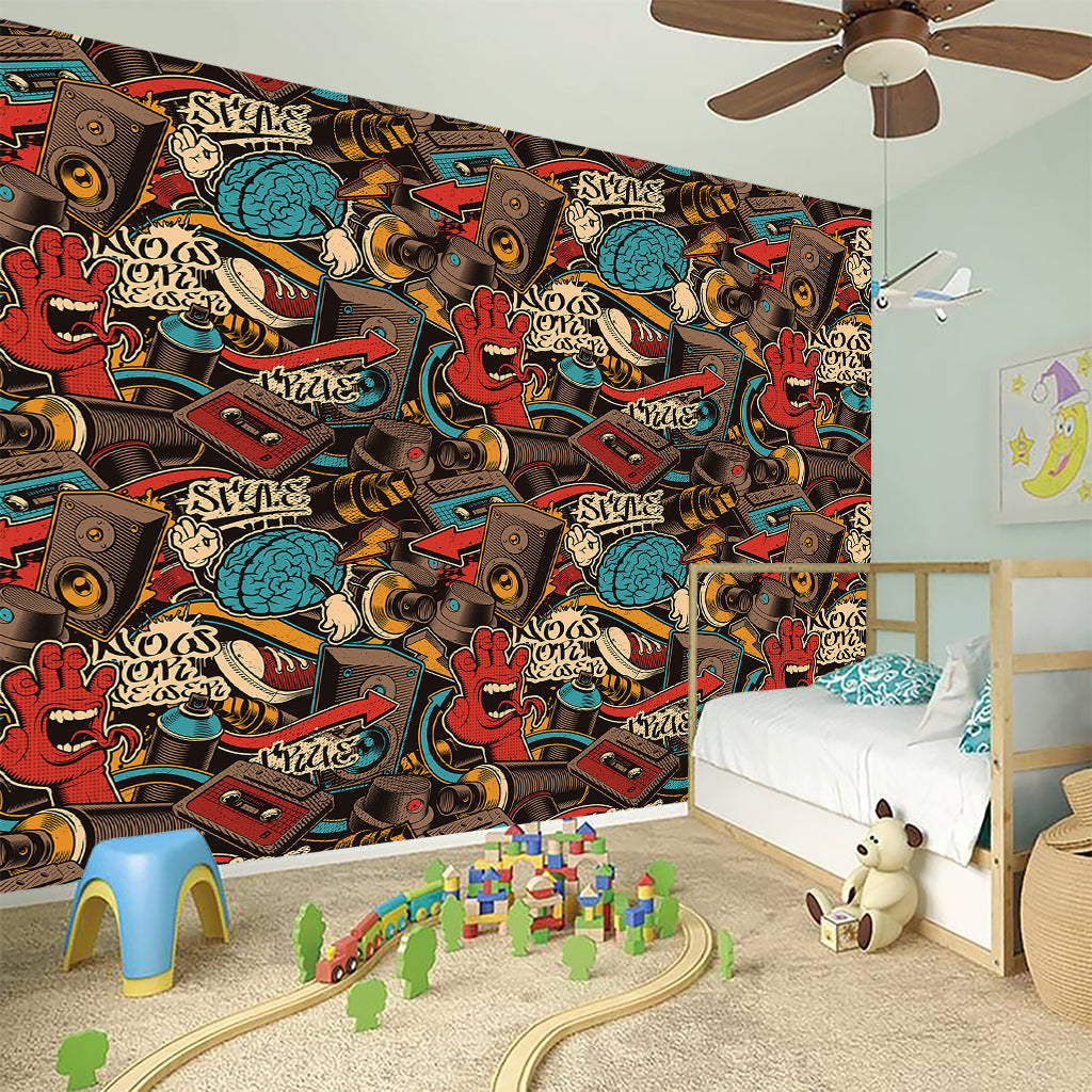 Retro Graffiti Pattern Print Wall Sticker