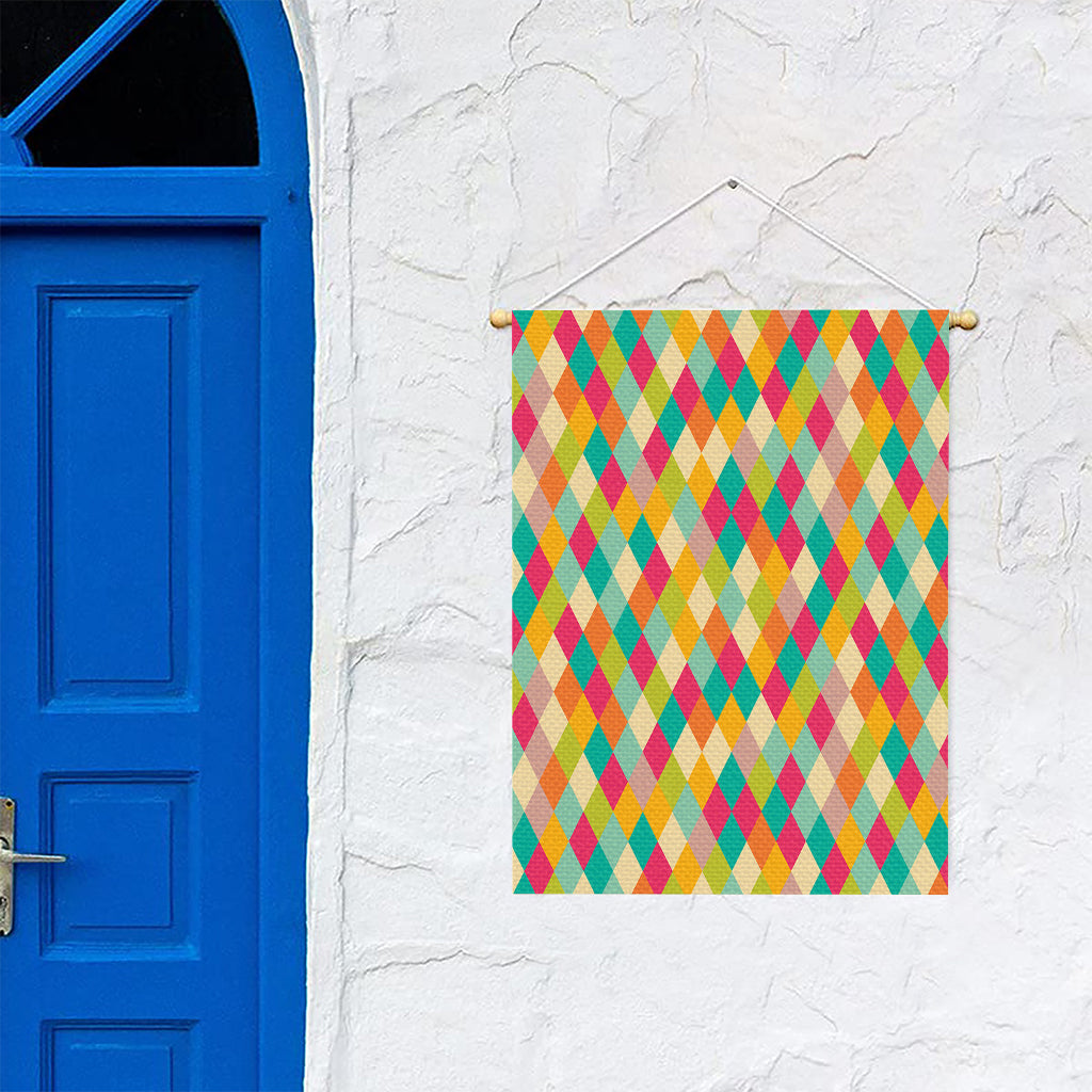 Retro Harlequin Pattern Print Garden Flag