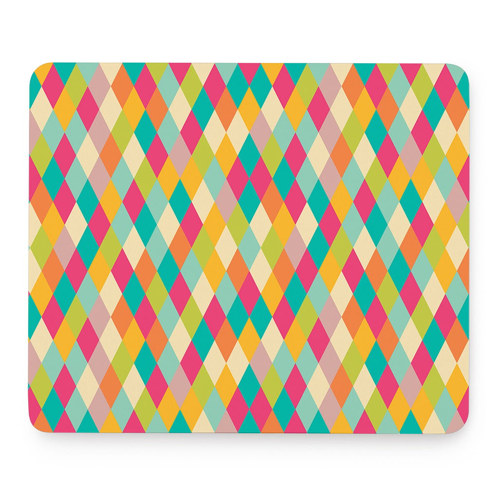 Retro Harlequin Pattern Print Mouse Pad