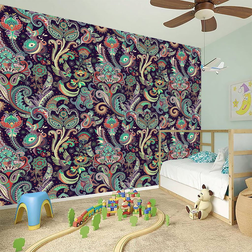 Retro Indian Paisley Pattern Print Wall Sticker