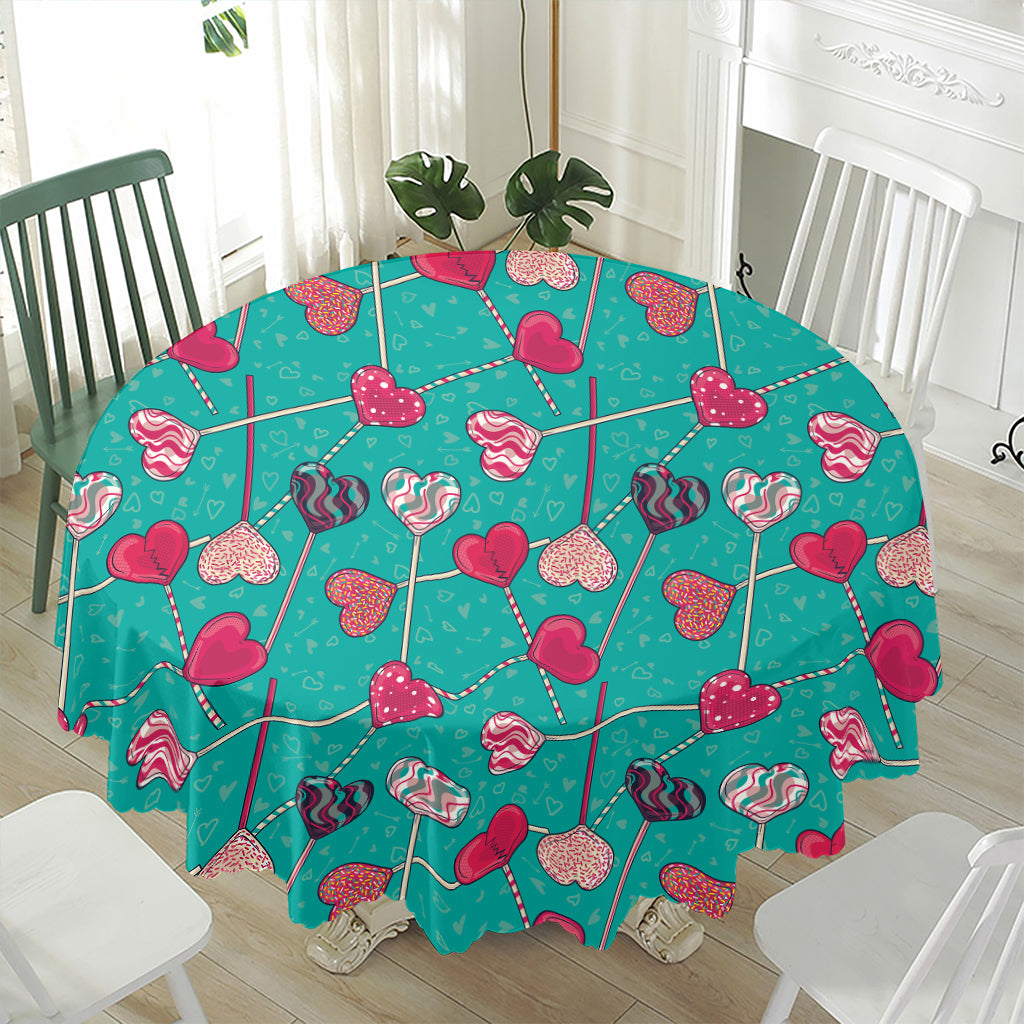 Retro Lollipop Pattern Print Waterproof Round Tablecloth