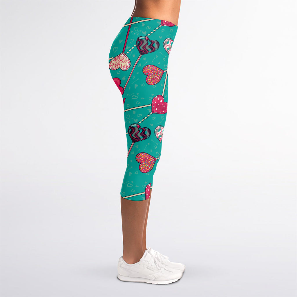 Retro Lollipop Pattern Print Women's Capri Leggings