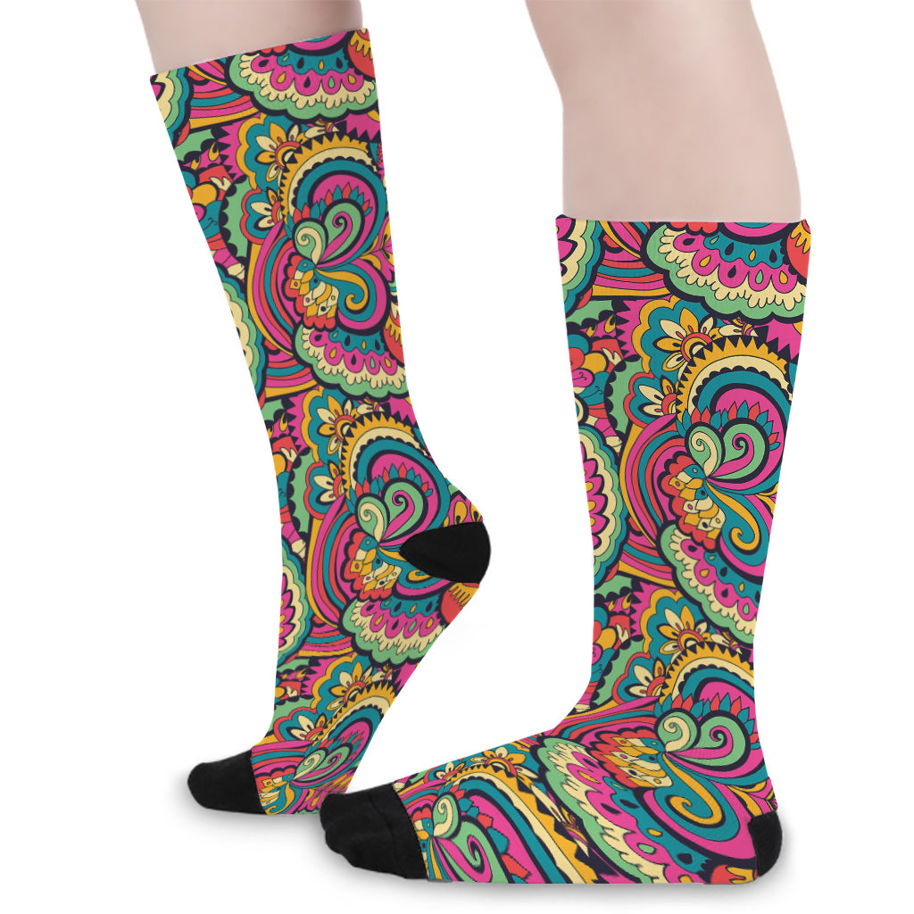 Retro Psychedelic Hippie Pattern Print Long Socks