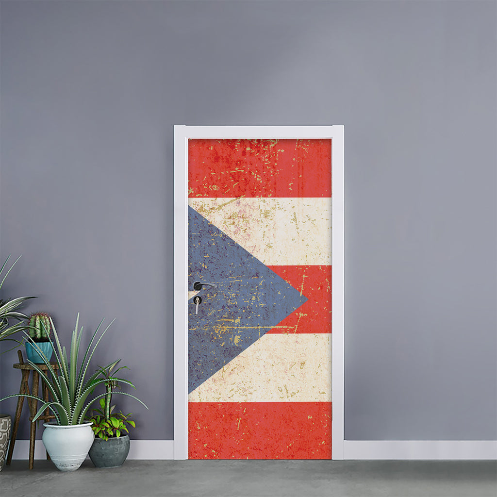 Retro Puerto Rican Flag Print Door Sticker