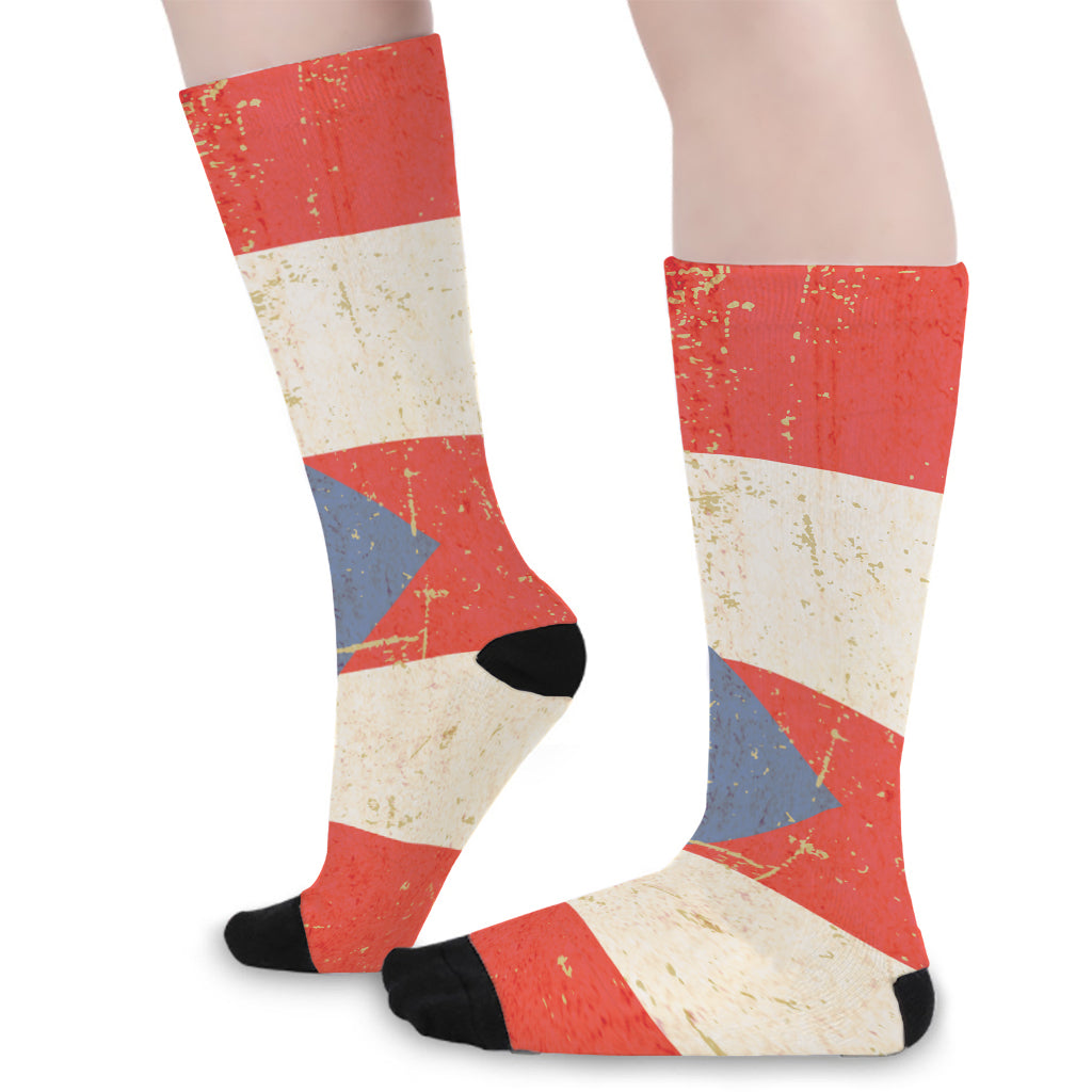 Retro Puerto Rican Flag Print Long Socks