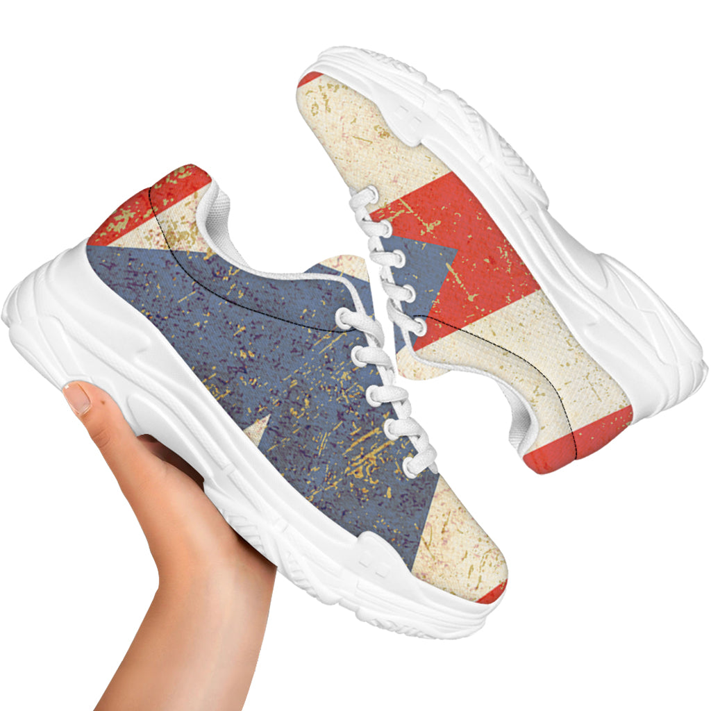 Retro Puerto Rican Flag Print White Chunky Shoes