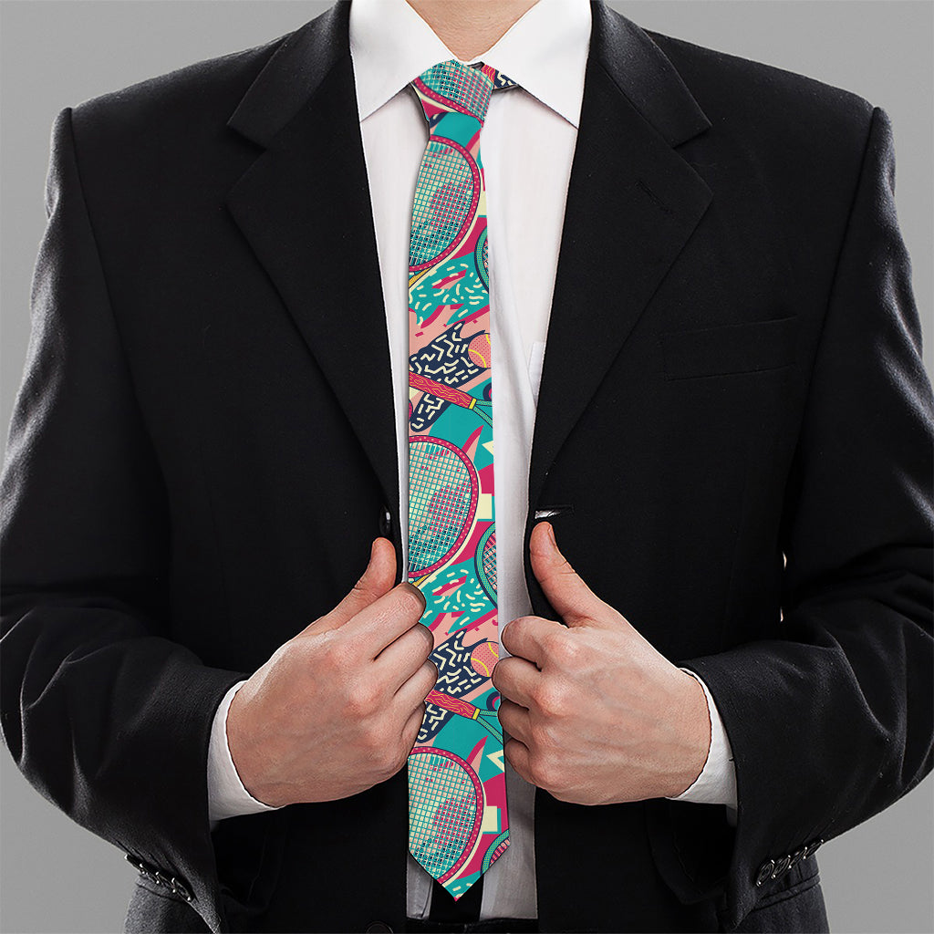 Retro Tennis Pattern Print Necktie