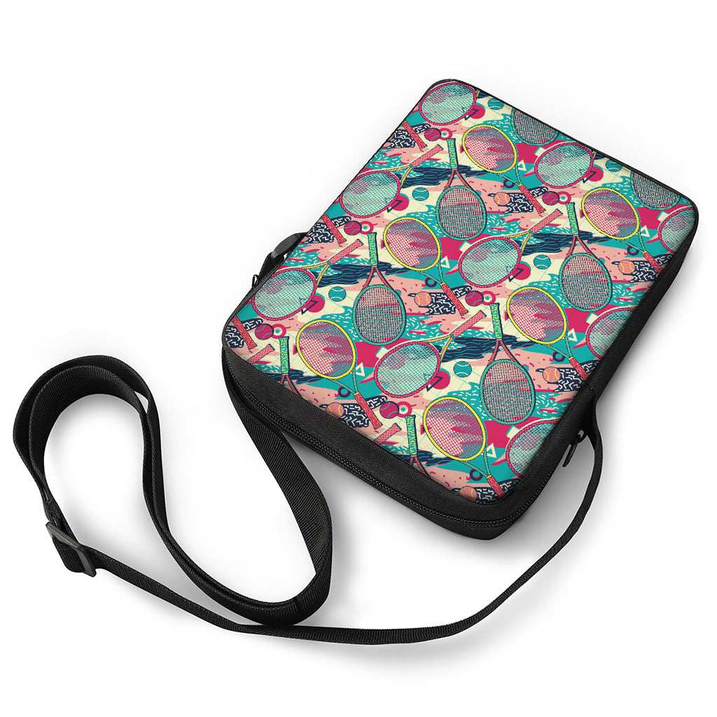 Retro Tennis Pattern Print Rectangular Crossbody Bag