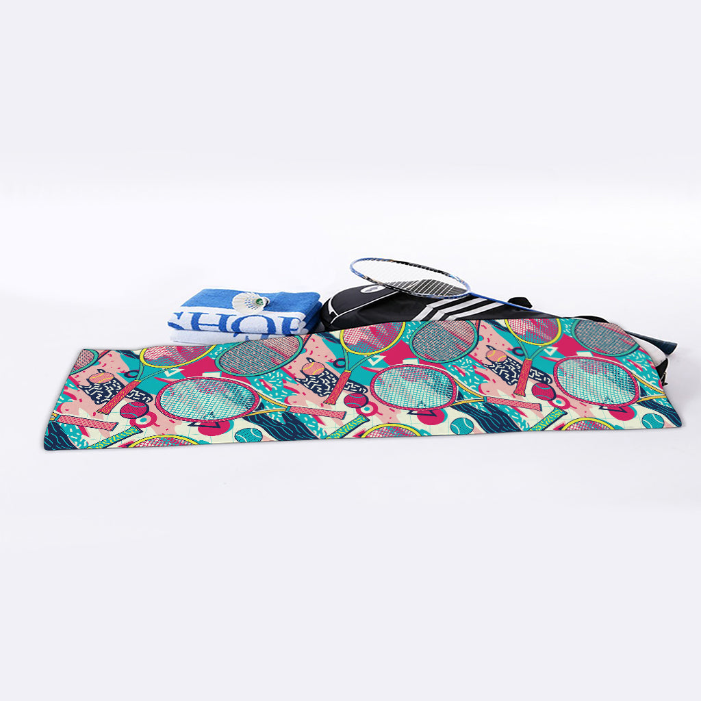 Retro Tennis Pattern Print Sports Towel